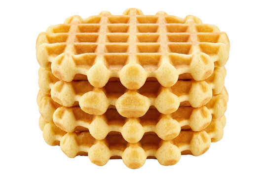 Stack of Three Round Golden Belgian Waffles