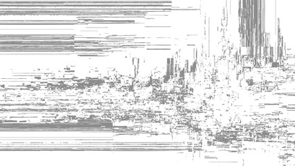 Fototapeta premium Glitchy distorted digital error abstract noise pattern with horizontal and vertical lines white