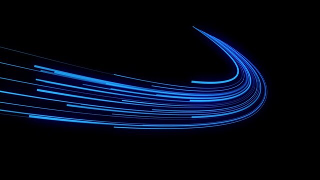 abstract blue speed light streak background with waves animation alpha channel 