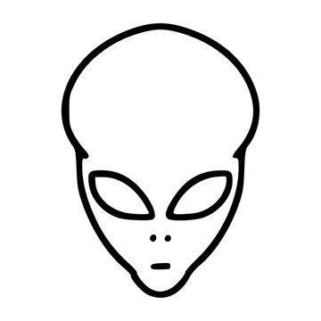 hand drawn line art illustration of an alien head