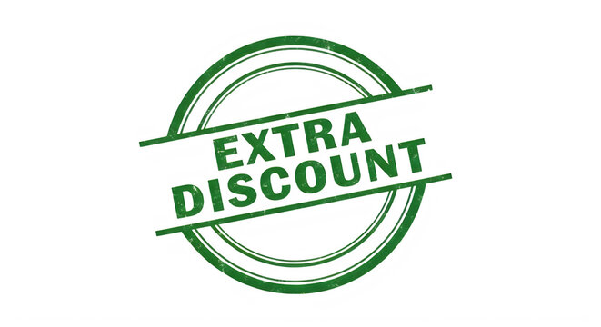 Green circular badge with extra discount text isolated on transparent background