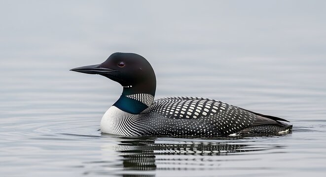 Elegant Common Loon Floating on Calm Lake Water