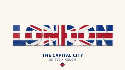 Fototapeta premium London the capital city of United Kingdom 3D text with Union Jack flag pattern isolated on white background