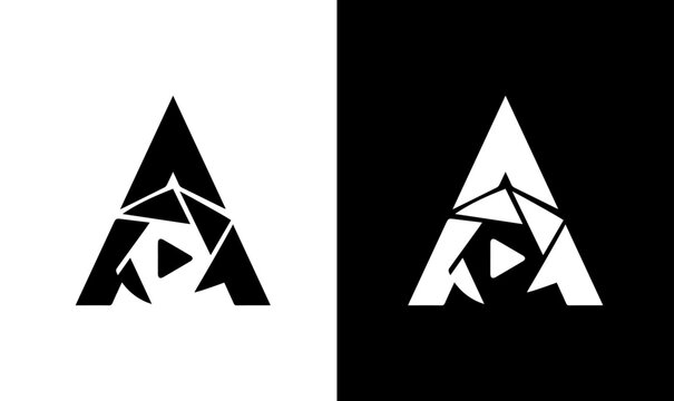 Abstract geometric alphabet A multimedia studio and cinematography logo design