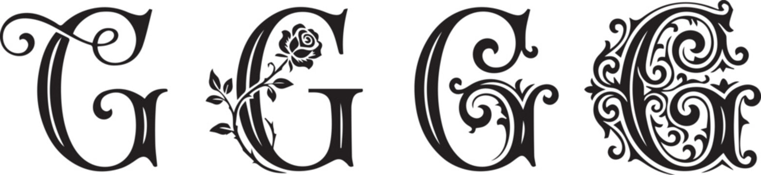 Decorative Letter G Monogram Collection with Floral Ornaments Elegant Vintage Typography and Luxury Initial Designs