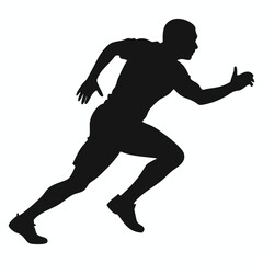 Obraz premium Athletic Runner in Starting Blocks Silhouette - Powerful Track Sprint Start Vector Silhouette-work