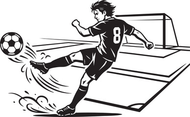 Fototapeta premium Shooting a football/Soccer Black color vector 