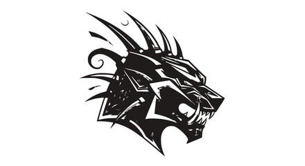 Tribal Black Panther Head Illustration - Aggressive, Fierce, Modern Tribal Tattoo Design © Slamet