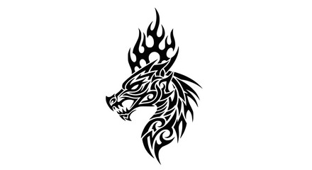 Fototapeta premium Tribal Dragon Head Tattoo Design, Fiery and Fierce