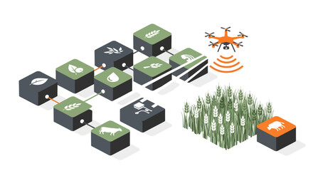 Naklejka premium Smart Farming Technology and Agricultural Data Management.
