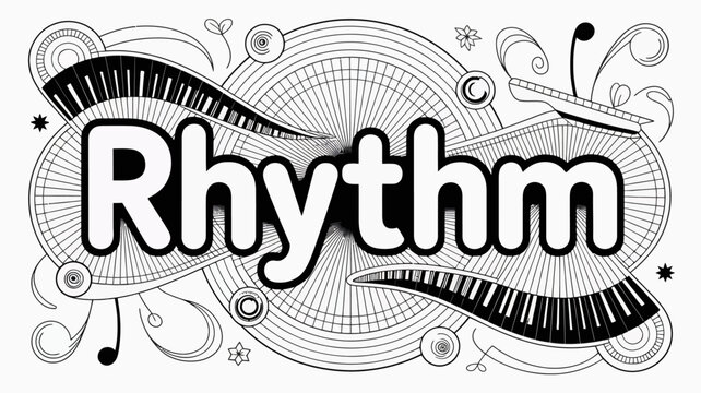 Black and white rhythm music wave graphic design with abstract musical notes
