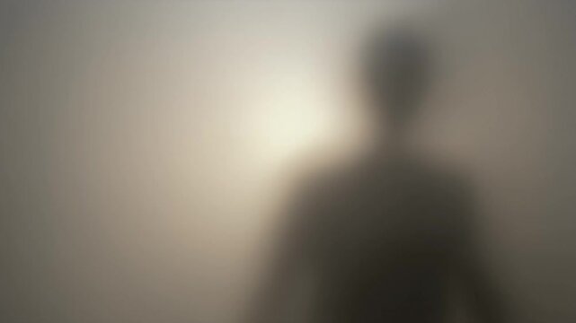Blurred Silhouette Moving Behind Semi-Opaque Frosted Plexi Panel &ndash; Cinematic Atmospheric 16:9 Abstract Glass Visual Design