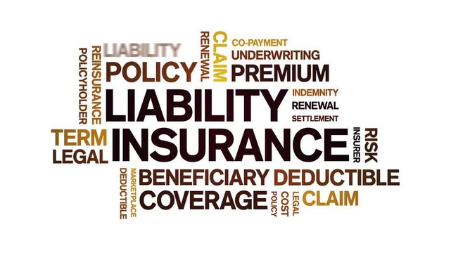 Liability insurance animated word cloud-text design animation tag kinetic typography seamless loop.