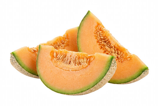 Fresh Slices of Ripe Cantaloupe Melon with Seeds