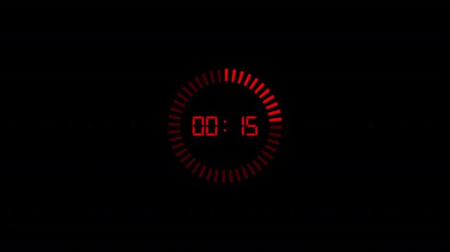 countdown timer one minute animation from twenty to zero second animation on black background with alpha channel.
