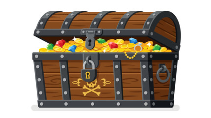 Treasure Chest Full of Gold Coins and Jewels © Wong