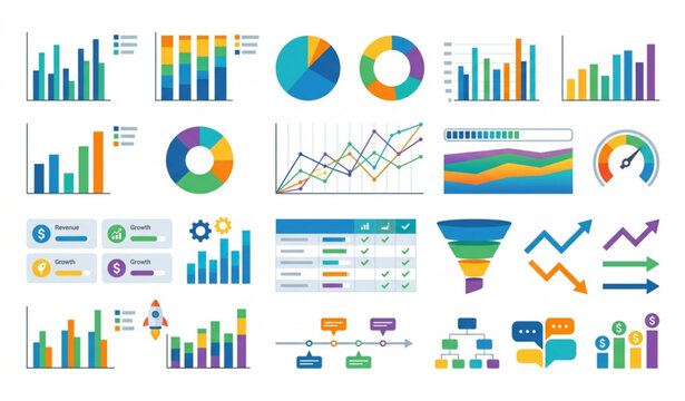 Corporate Data Visualization and Business Analytics Infographic Elements Collection Vector Illustration