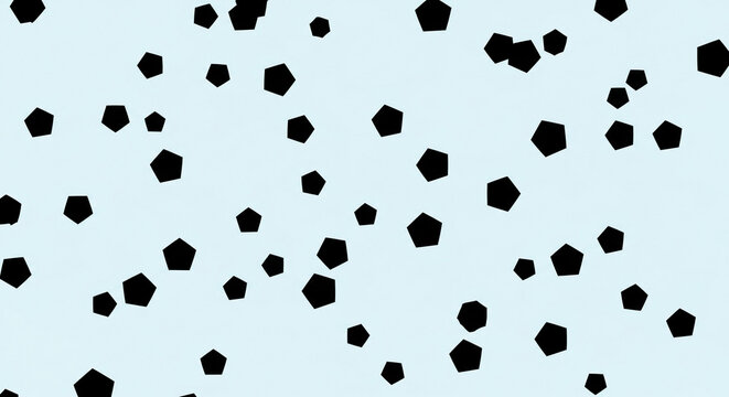 Scattered black pentagons on a light blue background, shape geometric pattern