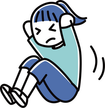 腹筋をする女性_2色