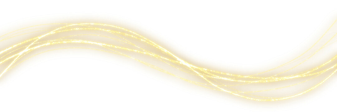 Abstract Gold Sparkling Wave Motion Lines Transparent Overlay