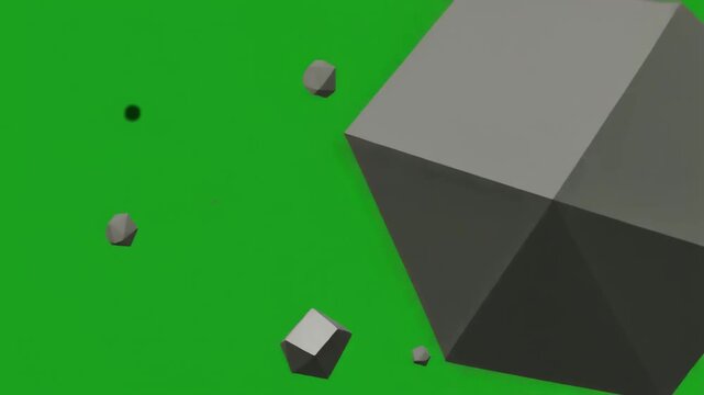 Animated geometric grid reveals neon accents with chroma key green