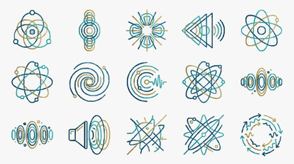 Colorful Abstract Scientific Symbols and Icons. © Ahmad
