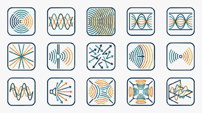 Scientific Wave Interference and Physics Diagrams Collection.