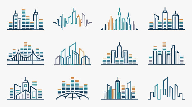 Illustrative Skyline Charts with Growth Trends.