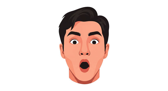 Surprised Man Facial Expression Cartoon.