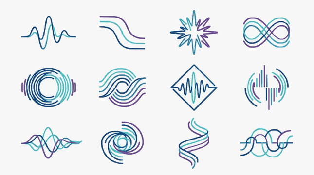Minimalist Abstract Wave and Symbol Line Art Icons.
