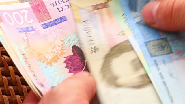 Ukraine money. Denomination converter, increasing hryvnia denominations. Economic concept. Ukrainian UAH currency. Business background.