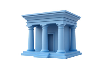 Obraz premium Ancient Greek Temple Facade with Stepped Base and Four Columns in Powder Blue