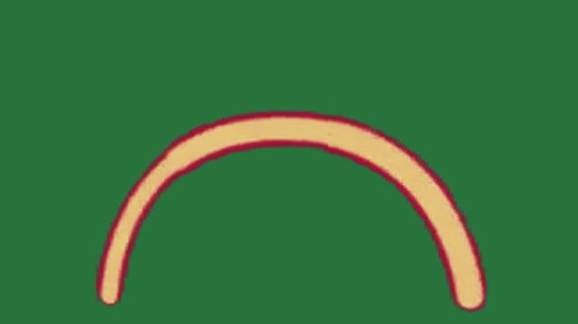 An animation of an arch shape on a green screen background. Ideal for playful or geometric-themed projects. - Professional Chroma Key Footage