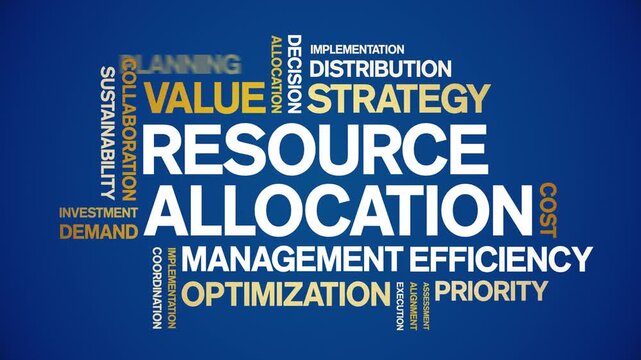 Resource Allocation animated word cloud-text design animation tag kinetic typography seamless loop.