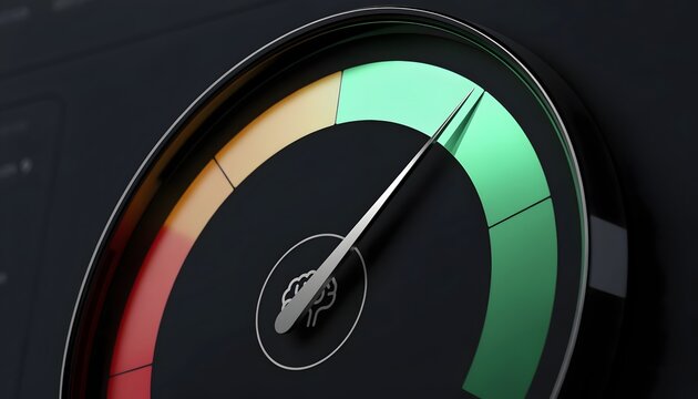 Credit Score Gauge Meter Showing Good Financial Health