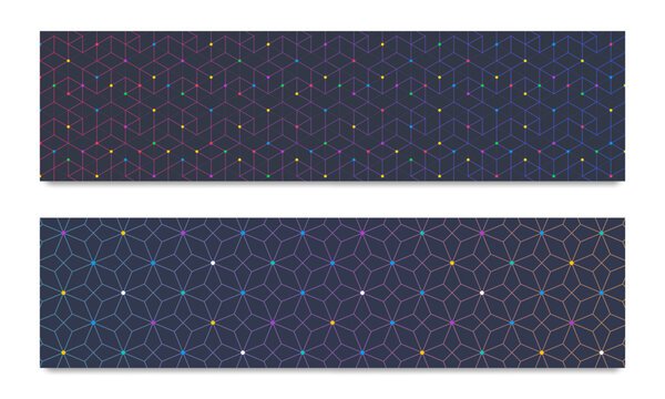 Graphic design element for web page or banner with abstract vector background with a seamless pattern of simple geometric shapes. Stylish vector texture