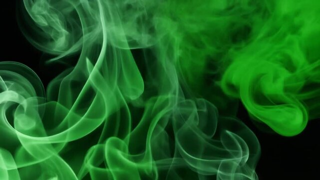 Green smoke swirling swirling and moving in an Emotions  Culture filled Graphic dark Nature