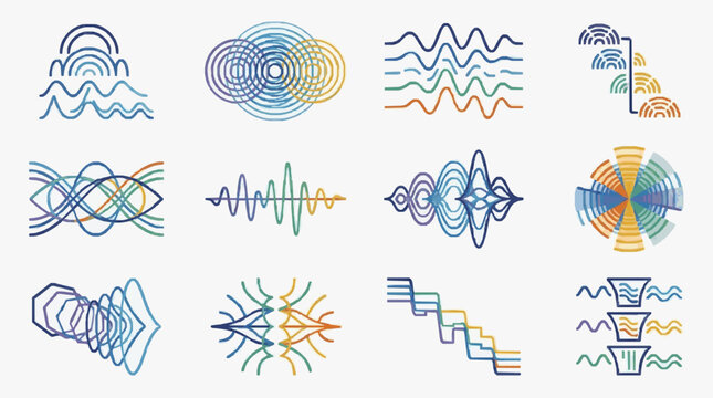 Colorful Abstract Wave Sound Frequency Patterns.