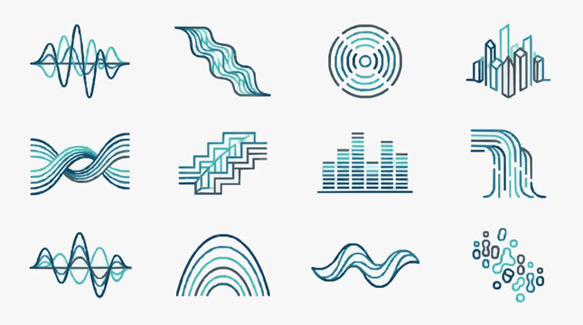 Modern Minimalist Data Visualization Icons Set.