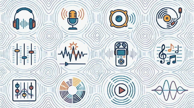 Modern Audio Visual Media Icons Collection.