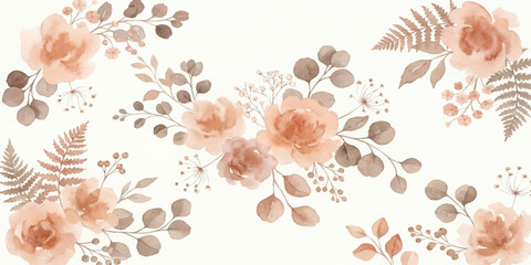 Seamless floral and butterfly pattern pink romantic spring vector background design for love wedding decoration wallpaper and greeting card with blossoms and hearts © Kaosar