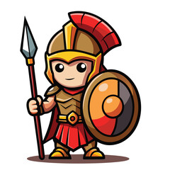 Fototapeta premium design vector cartoon cute mascot spartan soldier
