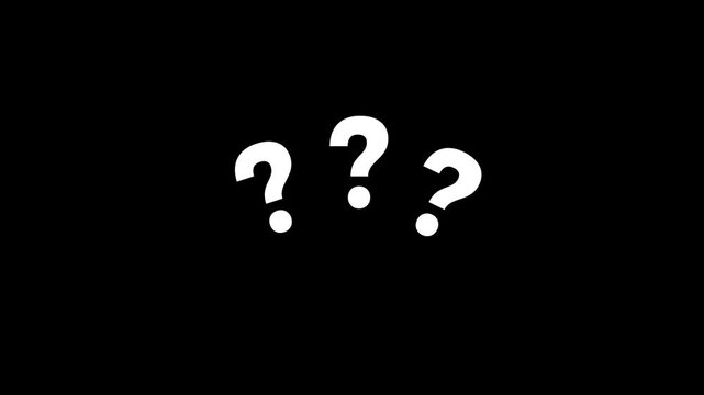 Animated White Question Marks Puzzled or FAQ Concept on Black Background