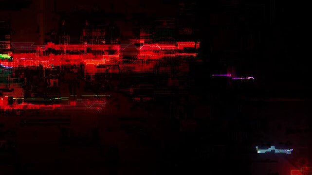 Colorful digital glitch noise cyber circuit motion background