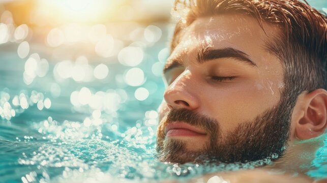 Wellbeing People enjoying a spa day, relaxing in a hot tub with peaceful expressions.