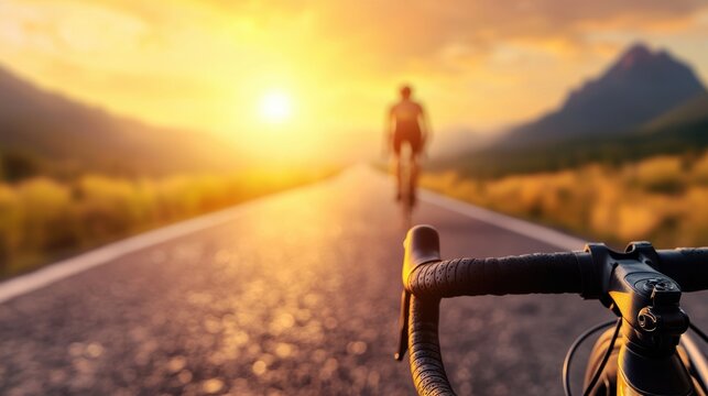 Determination Cyclist pedaling uphill, showing perseverance and endurance.