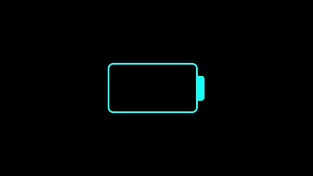 low battery animation with red color cell appear and disappear video isolated on Black screen background, battery dead warnings 4k animation video.