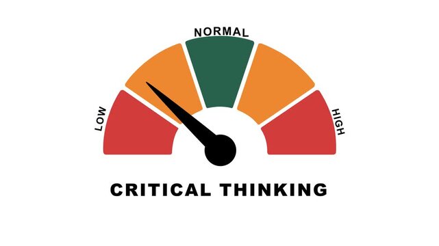 Animated critical thinking meter moving from low to high level, ideal for concepts related to intelligence, problem solving,4k animation video.