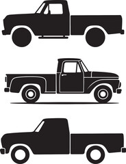 Fototapeta premium Set of vintage pickup truck silhouettes