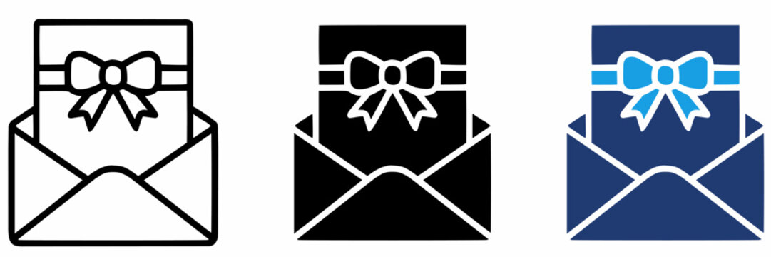 Party Invitation Envelope icon collections. Containing Gift Card, Greeting, Ribbon Bow, Message and more icons.